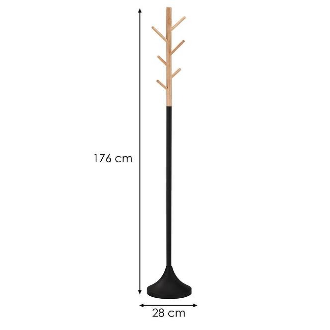 Vešiak W58 Černá/Přírodní