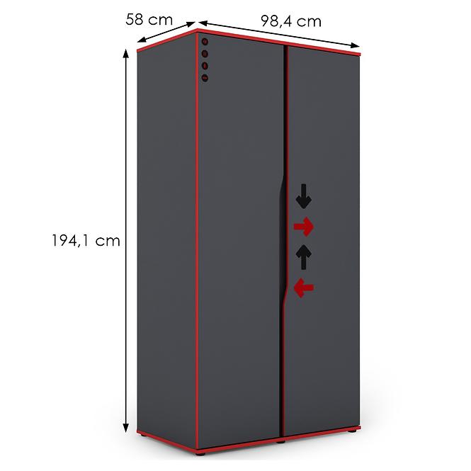 Skříň Matrix 2D grafit/červená