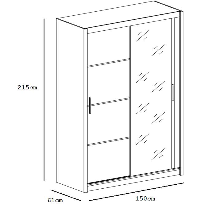 Skříň Vista 150cm Bílá/Zrcadlo