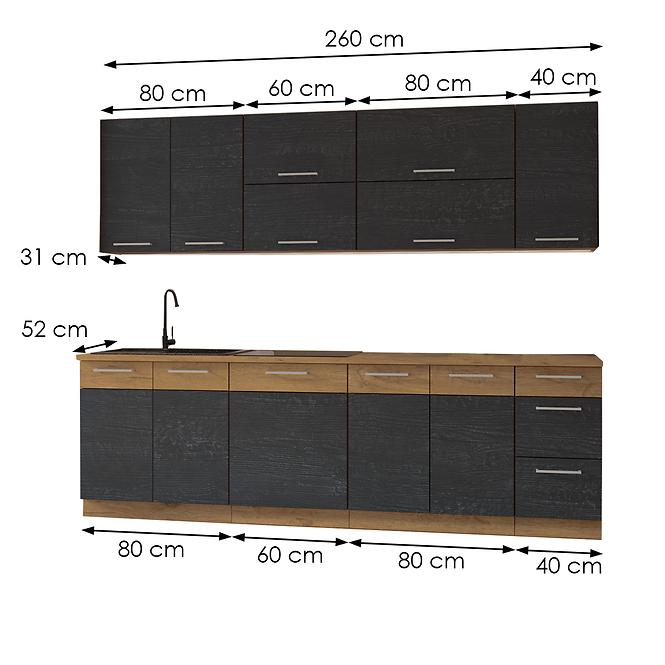 Kuchyňská linka Vigo Dark 260 bez pracovní desky