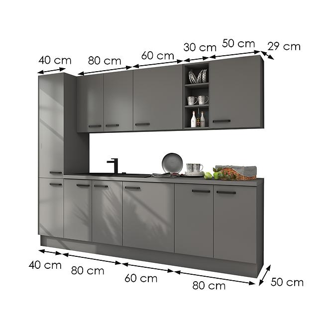 Kuchyňská linka Nessa antracit/antracit 260 bez pracovní desky