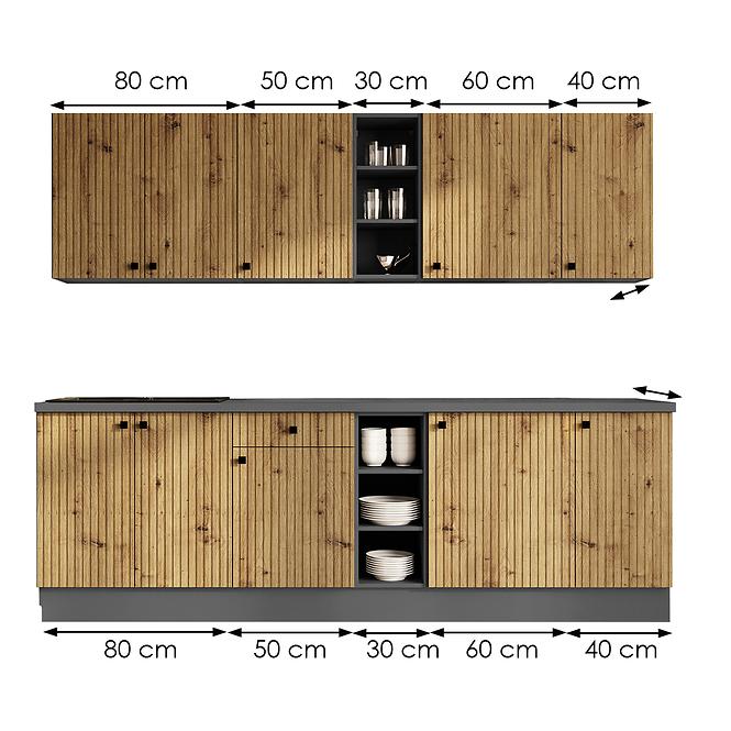 Kuchyňská linka Ava dub artisan/antracit 260 bez pracovní desky