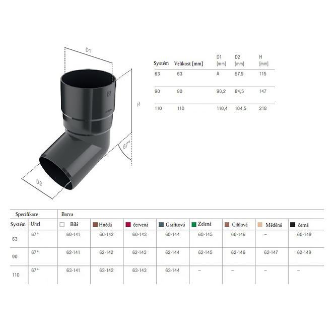 Koleno svodu 110 mm Bryza grafitová