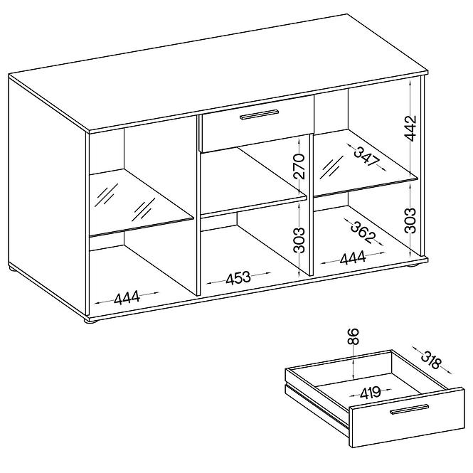 Komoda Salsa mdf černá/bílá