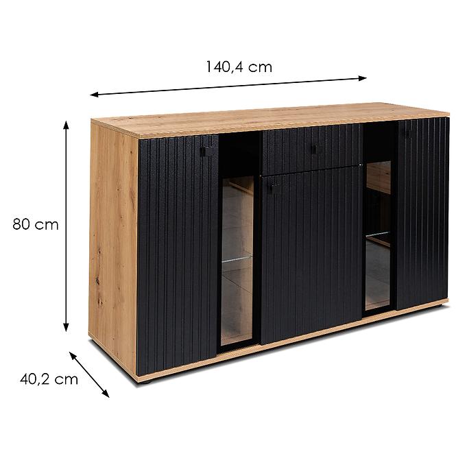 Komoda Salsa mdf černá/dąb artisan