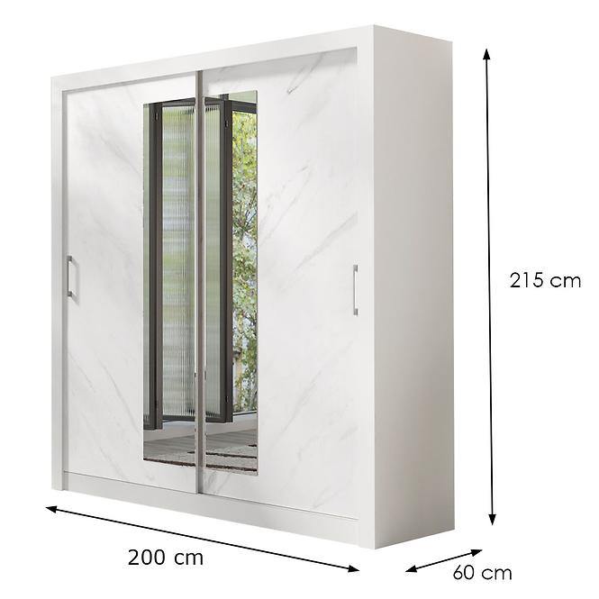 Skříň In box 2 200 bílá lux/mramor bianco