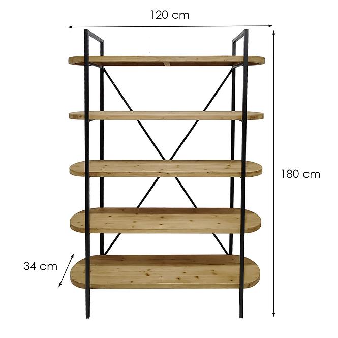 Regál Vermont 120x34x180 black/wood