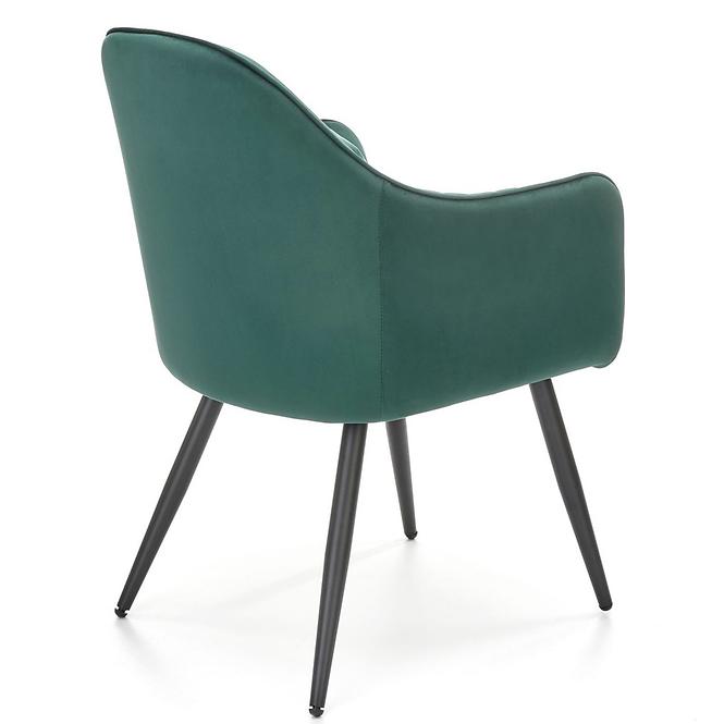 Židle K464 samet/kov tmavě zelená 58x59x84