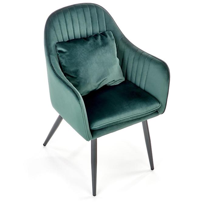 Židle K464 samet/kov tmavě zelená 58x59x84