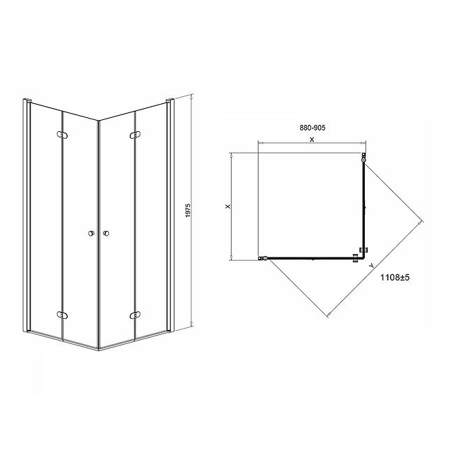 Sprchový kout Zig 90x90x195 chrom