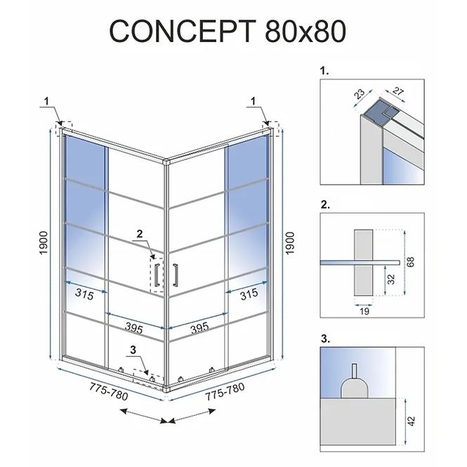 Sprchový kout Concept black 80x80x190