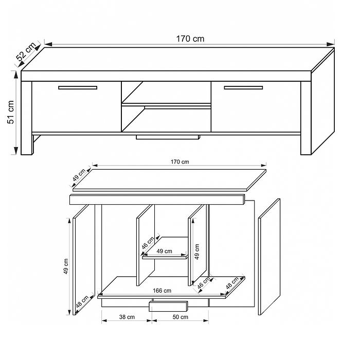 TV Stolek Cezar 170 cm  Milano/Bílý