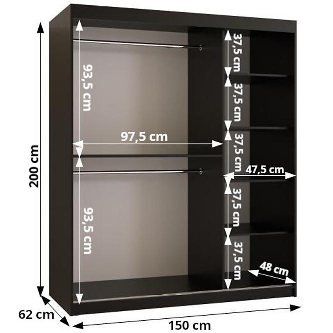 Skříň Rawang Slim jedle 1 150 černá