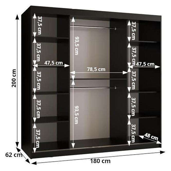 Skříň Rawang Slim jedle 1 180 bílá/černá