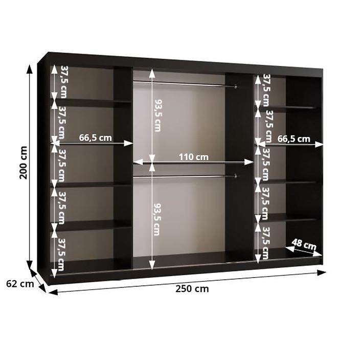 Skříň Rawang Slim jedle 1 250 černá/bílá