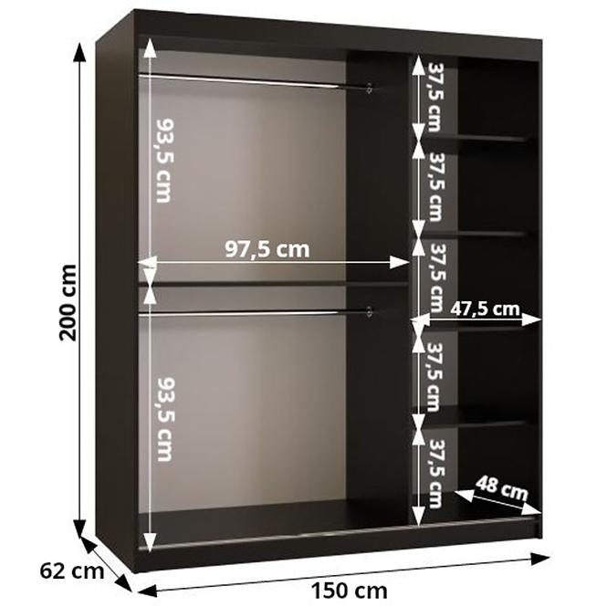 Skříň Amiro 1 150 černý/černý