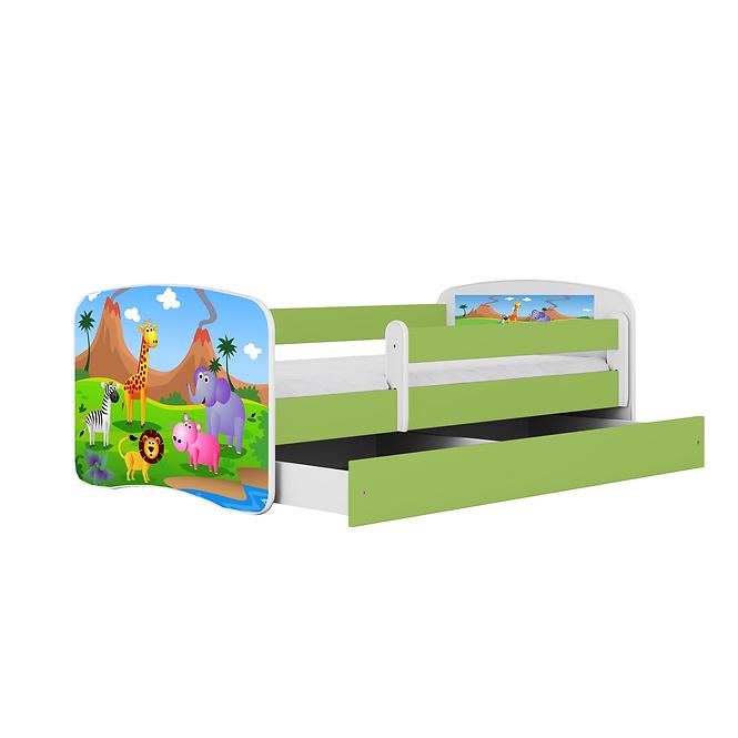 Dětská postel Babydreams+M zelená 70x140 Safari