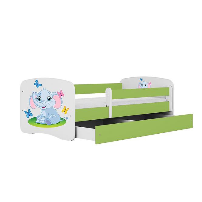 Dětská postel Babydreams+M zelená 80x160 Slon