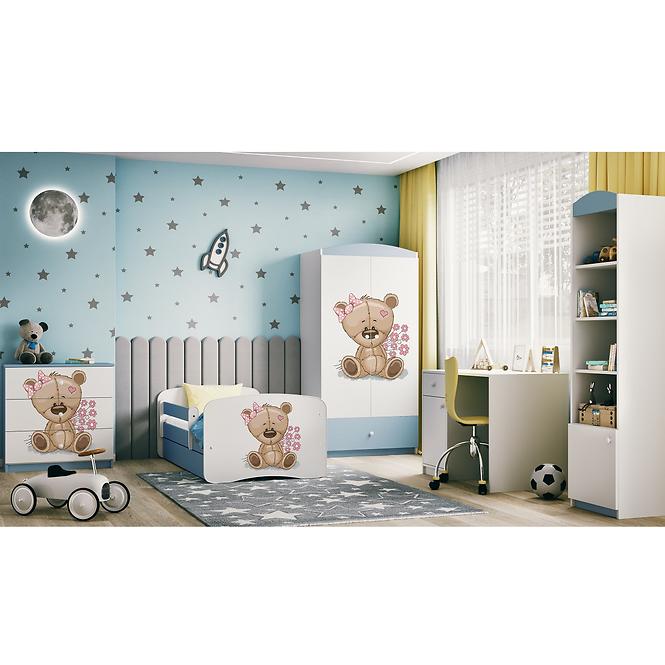 Dětská postel Babydreams+SZ modrá 70x140 Medvídek s kytičkami
