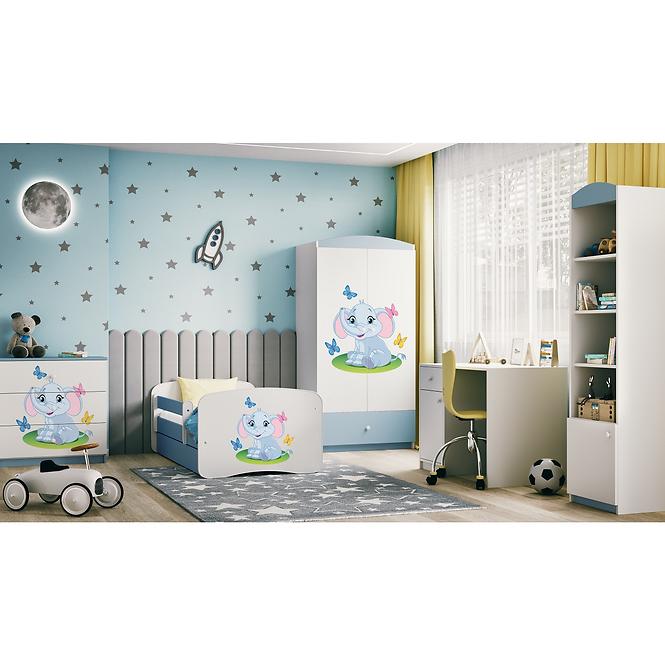 Dětská postel Babydreams+SZ modrá 70x140 Slon