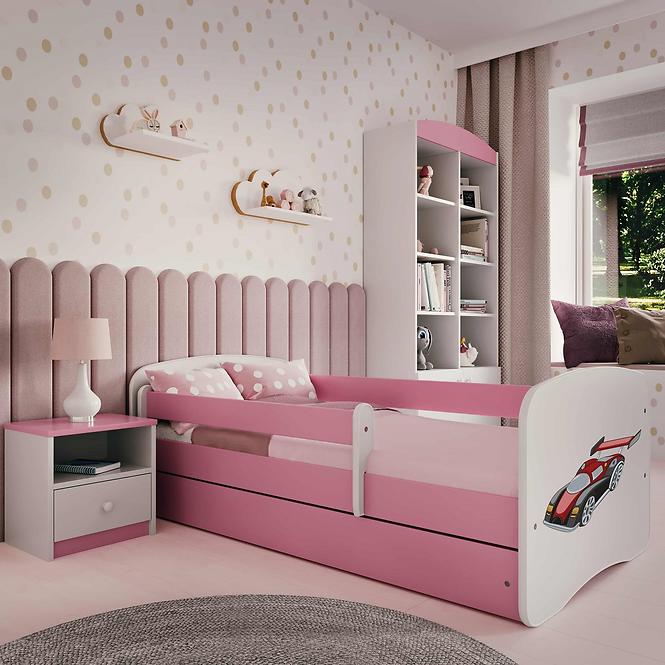 Dětská postel Babydreams+SZ růžová 70x140 Auto