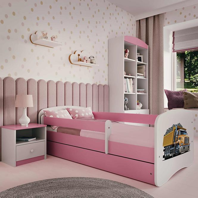 Dětská postel Babydreams+SZ růžová 70x140 Náklaďák