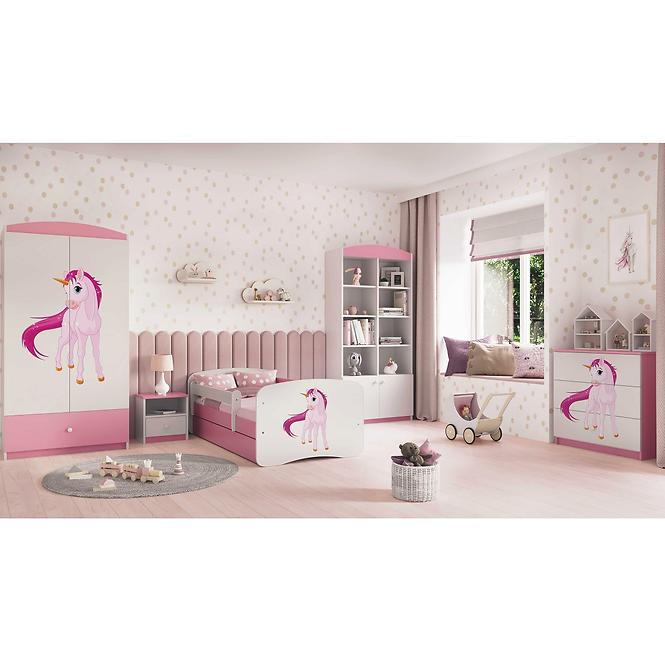 Dětská postel Babydreams+SZ růžová 70x140 Jednorožec