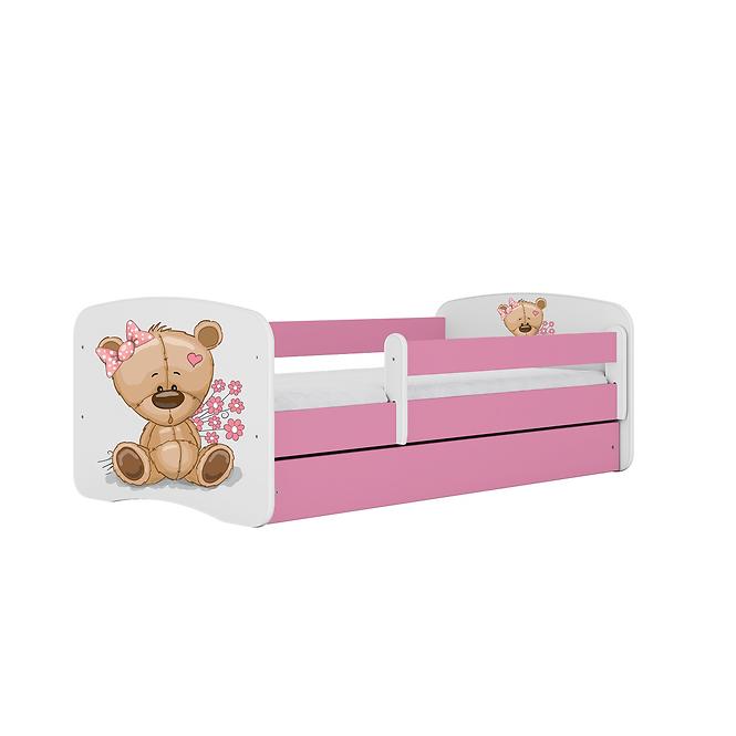Dětská postel Babydreams+SZ růžová 70x140 Medvídek s kytičkami