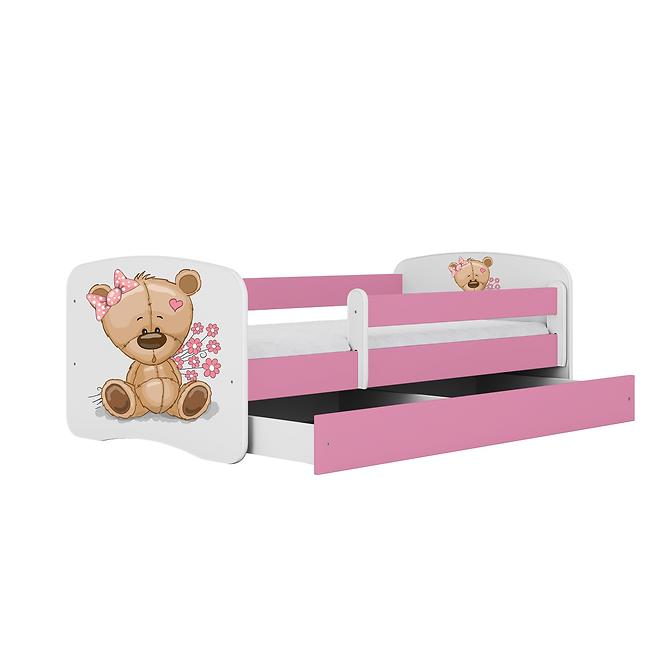 Dětská postel Babydreams+SZ růžová 70x140 Medvídek s kytičkami