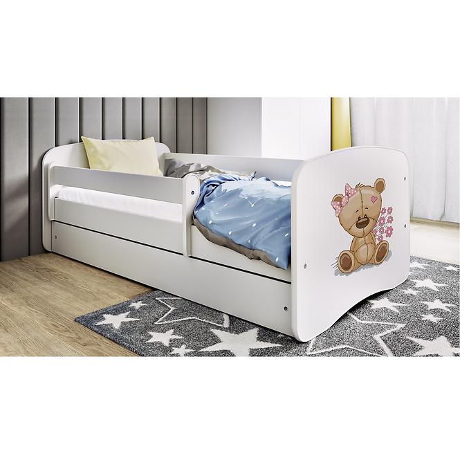 Dětská postel Babydreams+SZ bílá 80x160 Medvídek s kytičkami