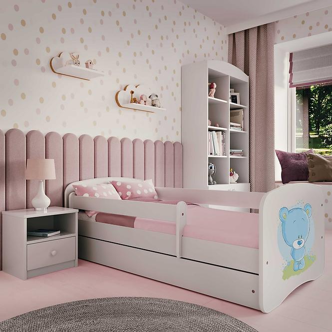 Dětská postel Babydreams+SZ bílá 80x160 Modrý medvídek