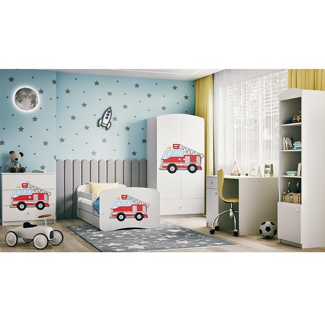 Dětská postel Babydreams+SZ bílá 80x160 Hasičské auto