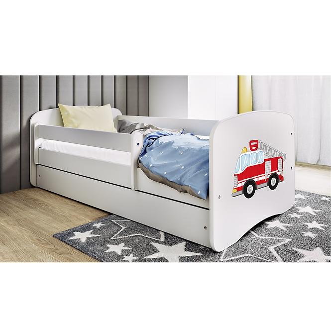 Dětská postel Babydreams+SZ bílá 80x160 Hasičské auto