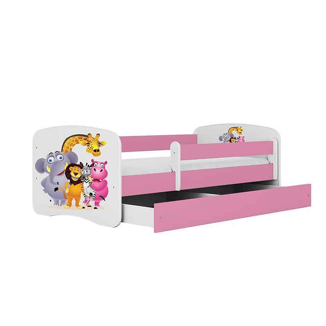 Dětská postel Babydreams+SZ růžová 80x180 Zoo