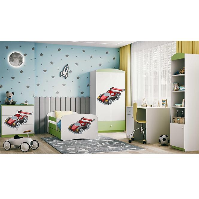 Dětská postel Babydreams+SZ zelená 80x180 Auto