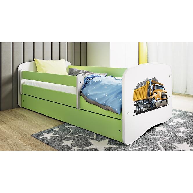 Dětská postel Babydreams+SZ zelená 80x180 Náklaďák
