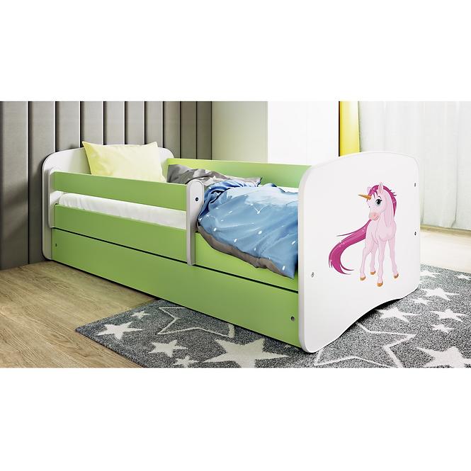 Dětská postel Babydreams+SZ zelená 80x180 Jednorožec