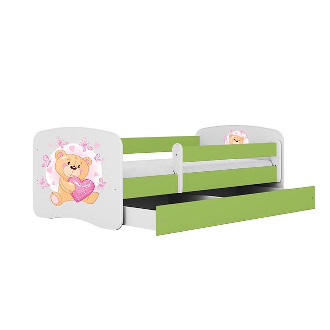 Dětská postel Babydreams+SZ zelená 80x180 Medvídek s motýlky