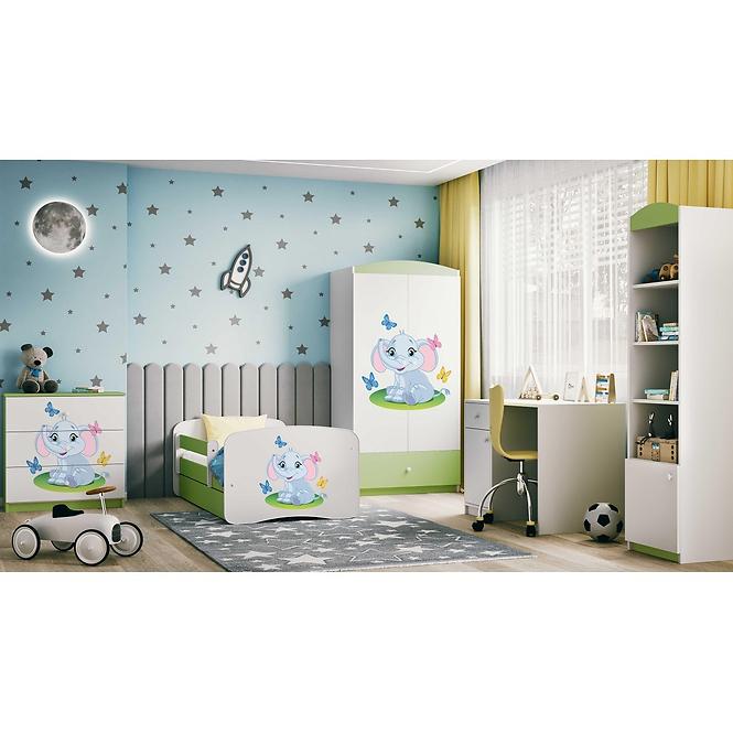 Dětská postel Babydreams+SZ zelená 80x180 Slon