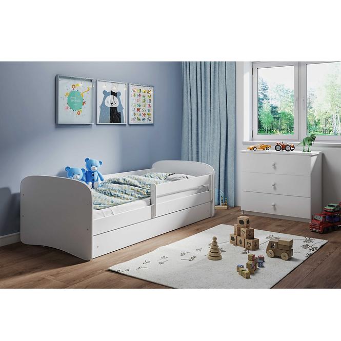 Dětská postel Babydreams+SZ+M bílá 70x140