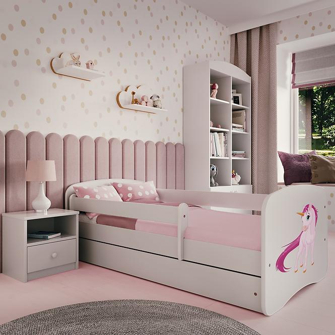Dětská postel Babydreams+SZ+M bílá 70x140 Jednorožec