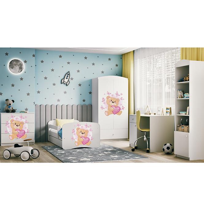 Dětská postel Babydreams+SZ+M bílá 70x140 Medvídek s motýlky