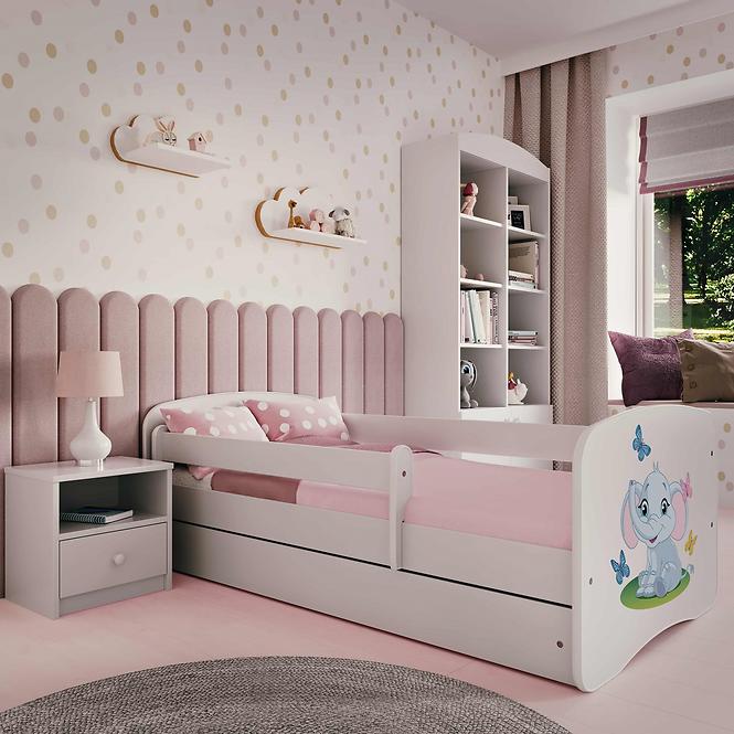 Dětská postel Babydreams+SZ+M bílá 70x140 Slon