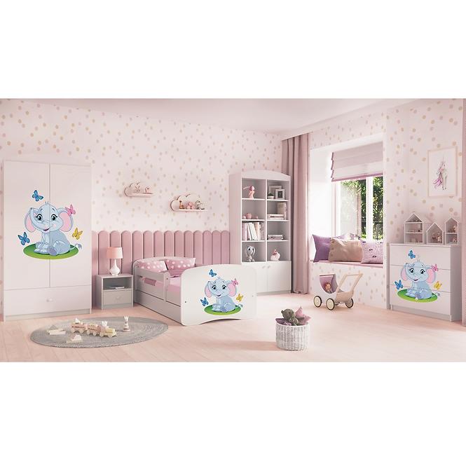 Dětská postel Babydreams+SZ+M bílá 70x140 Slon