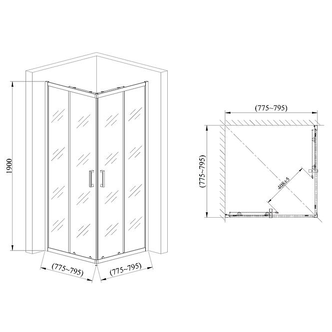 Sprchový kout Point 80x80x190 black