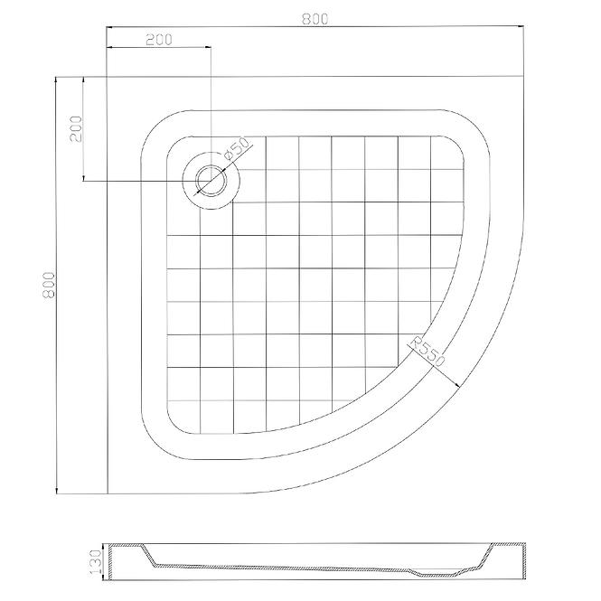 Sprchová vanička půlkulatá Uni 80x80x13