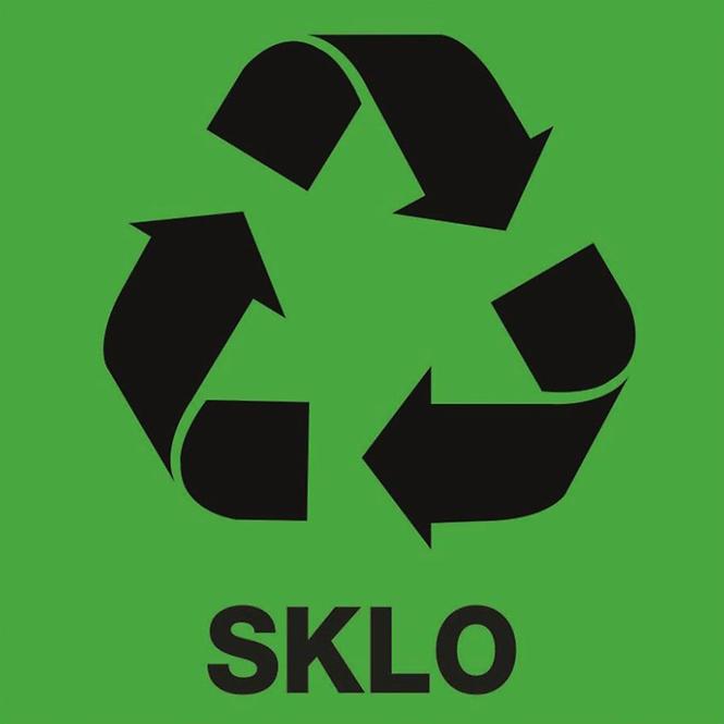 Recyklace - sklo 92x92 mm samolepka