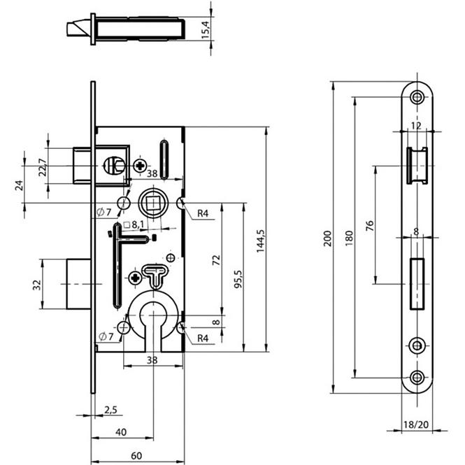 Zadlabávací zámek Yale 5160/18N 1/2 PZ 