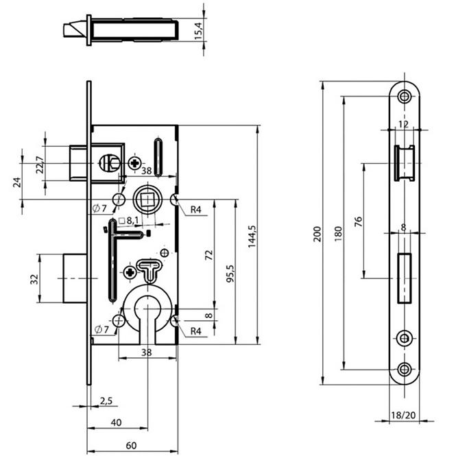 Zadlabávací zámek Yale 5160/20N 1/2 PZ