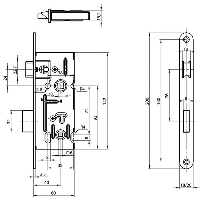 Zadlabávací zámek Yale 5220/18N 1/2 WC